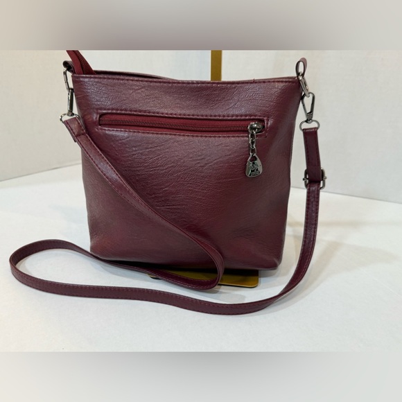 Jingpindaishu Burgundy Leather Crossbody Purse Multi-Compartment Slightly Used - Picture 2 of 11